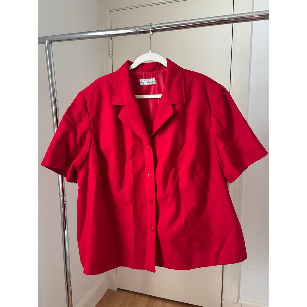 Vintage Dressbarn Red Short Sleeve Blazer Jacket Women’s Petite Career Chic - Picture 2 of 12
